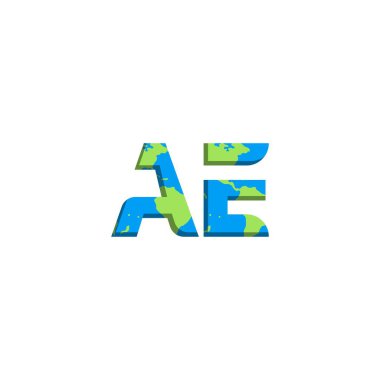 Dünya Haritası stili AE logo tasarımı, Logo ticari markalaşması.
