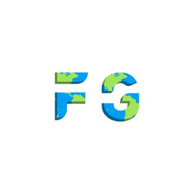 Dünya Haritası stili ilk FG logo tasarımı, Logo ticari markalaşması.