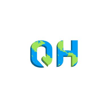 Dünya Haritası stili ilk QH logo tasarımı, Logo ticari markalaşması.
