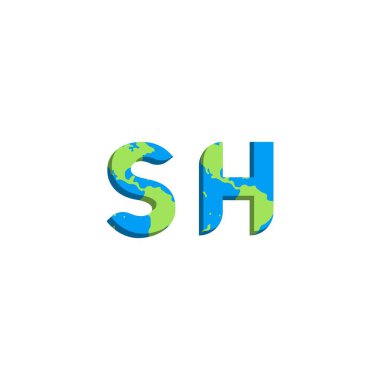 Dünya Haritası stili ilk SH logo tasarımı, Logo ticari markalaşması.