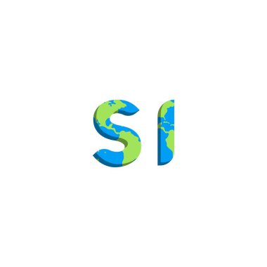 Dünya Haritası stili ilk SI logo tasarımı, Logo ticari markalaşması.