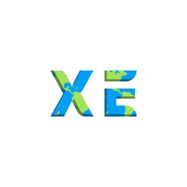 Dünya Haritası stili XE logo tasarımı, Logo ticari markalaşması.