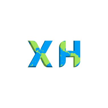 Dünya Haritası stili XH logo tasarımı, Logo ticari markalaşması.