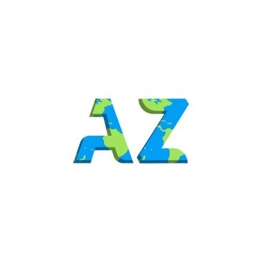 Dünya Haritası stili ilk AZ logo tasarımı, Logo ticari markalaşması.