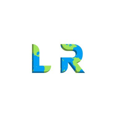 Dünya Haritası stili LR logo tasarımı, Logo ticari markalaşması.