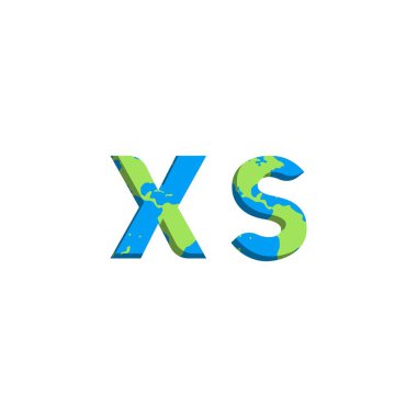 Dünya Haritası stili XS logo tasarımı, Logo ticari markalaşması.