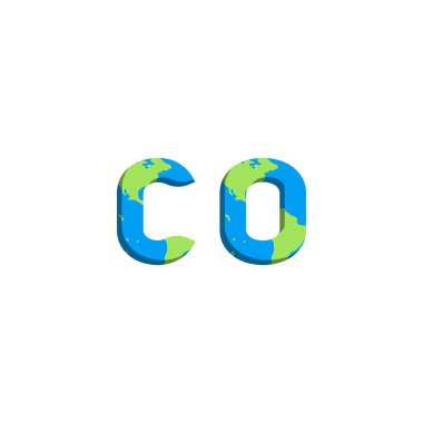Dünya Haritası stili ilk CO logosu tasarımı, Logo ticari markalaşması.