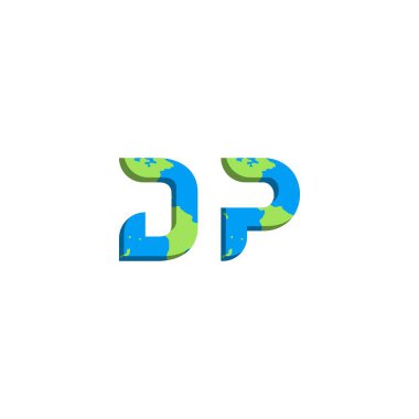 Başlangıç DP logo tasarımı Dünya Haritası tarzı, Logo ticari markalaşması.