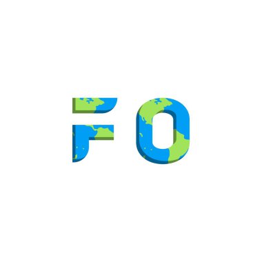 Dünya Haritası stili ilk FO logosu tasarımı, Logo ticari markalaşması.