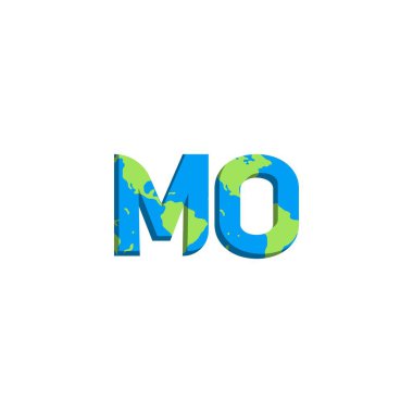 Dünya Haritası stili ilk MO logo tasarımı, Logo ticari markalaşması.
