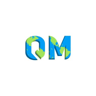 Dünya Haritası stili ilk QM logo tasarımı, Logo ticari markalaşması.