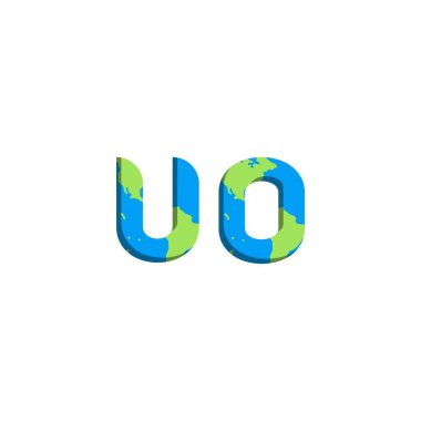 Dünya Haritası stili UO logosu tasarımı, Logo ticari markalaşması.
