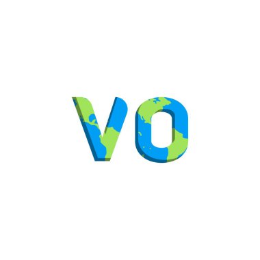 Dünya Haritası stili ilk VO logosu tasarımı, Logo ticari markalaşması.