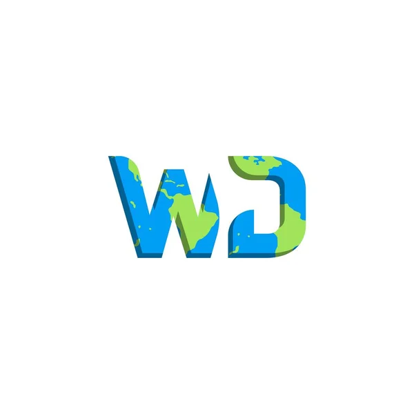 Kezdeti Logó Design World Map Stílussal Logo Business Branding — Stock Vector