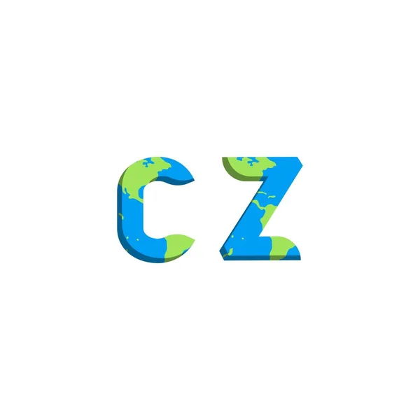 初始Cz标志设计与世界地图风格 标志商业品牌设计 — 图库矢量图片