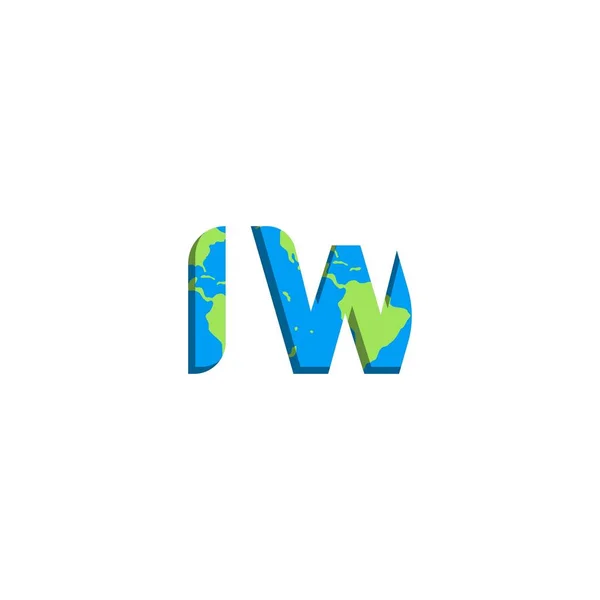 Iw标志的最初设计与世界地图风格 标志商业品牌 — 图库矢量图片