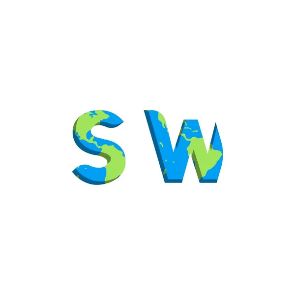 Initial Logo Design Med World Map Stil Logo Business Branding — Stock vektor