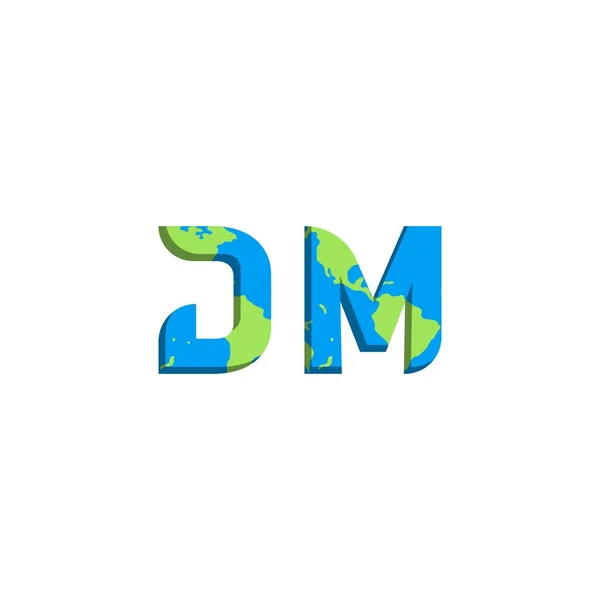 世界地図スタイルの初期Dmロゴデザイン ロゴビジネスブランド — ストックベクタ