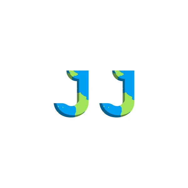 世界地図スタイルと初期のJjロゴデザイン ロゴビジネスブランド — ストックベクタ