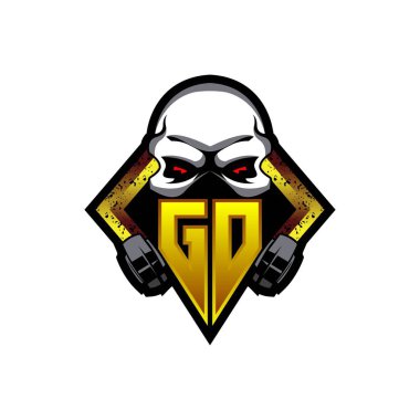 Skull Shape ile GD logo monogramı şablon vektör simgesi modern dizayn eder