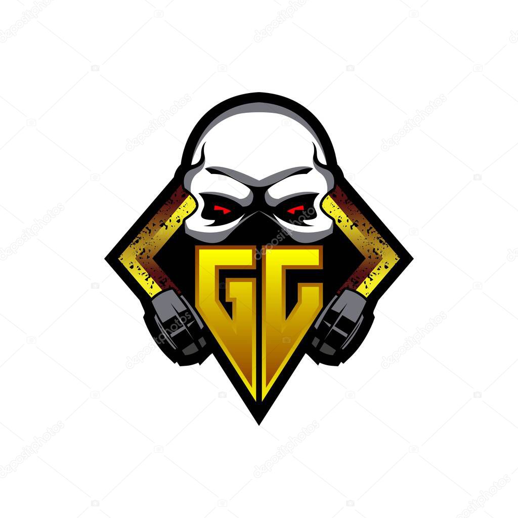 GJ Logo monogram with Skull Shape designs template vector icon modern