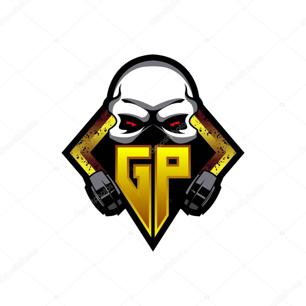 GP Logo monogram with Skull Shape designs template vector icon modern