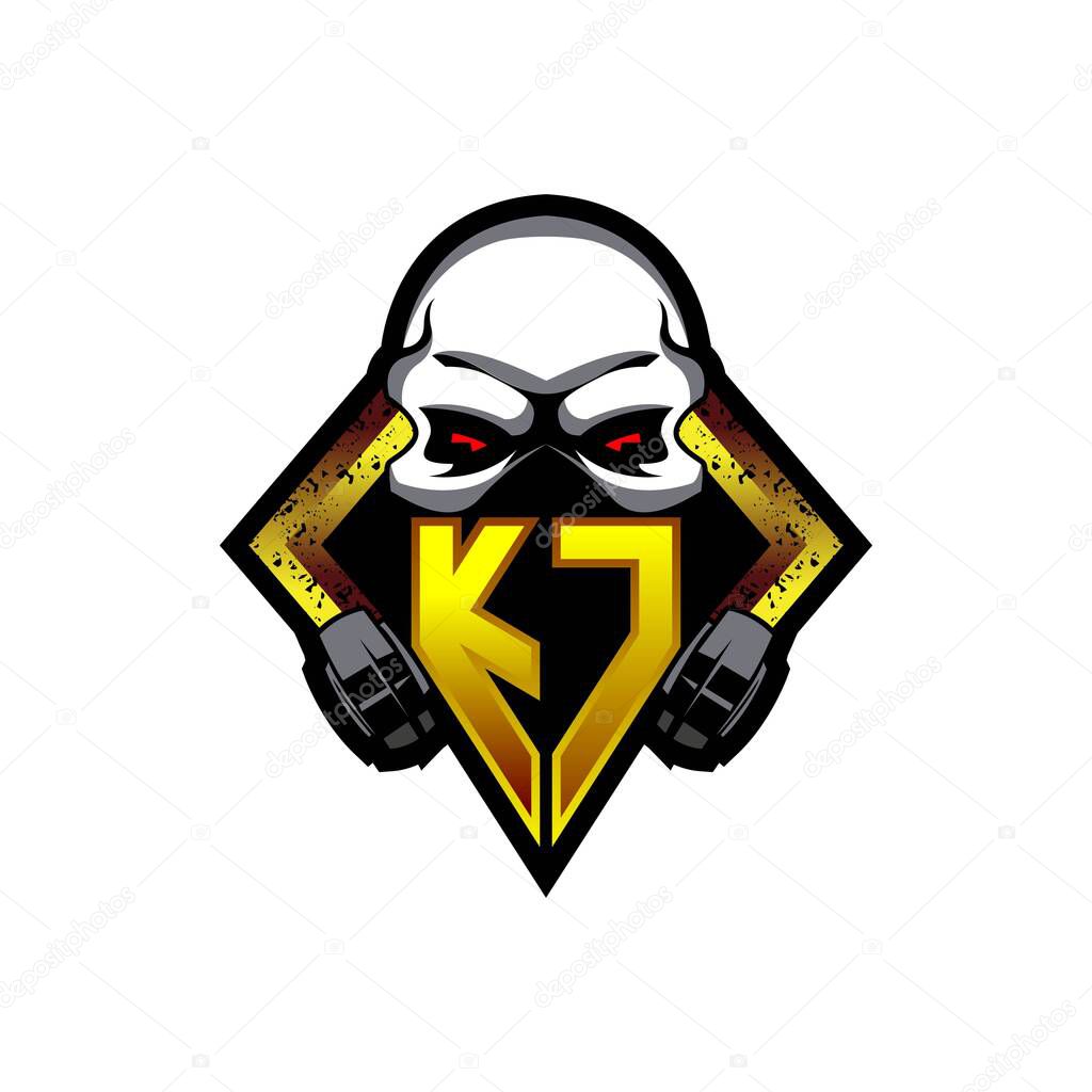 KC Logo monogram with Skull Shape designs template vector icon modern