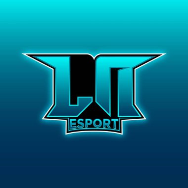 LN Logo ESport Gaming Initial with Blue Light Color design vector template clipart