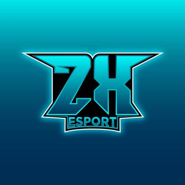 Mavi Işık Renk tasarım vektörü şablonu ile ZX Logo ESport Oyun Parolası