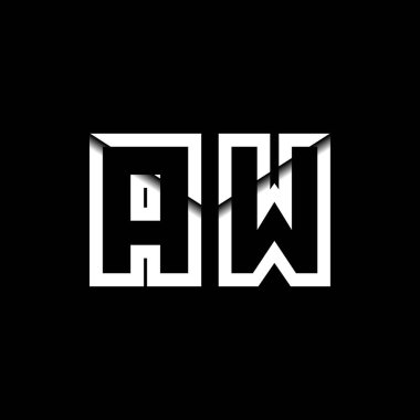 AW Monogram Logo Harfi İleti Zarfı Simge Biçimi şablon vektörü