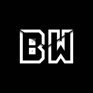 BW Monogram Logo Harfi İleti Zarfı Simge Biçimi şablon vektörü