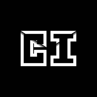 CI Monogram Logo Harfi İleti Zarfı Simge Biçimi şablon vektörü