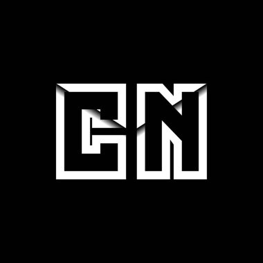 CN Monogram Logo Harfi İleti Zarfı Simge Biçimi şablon vektörü
