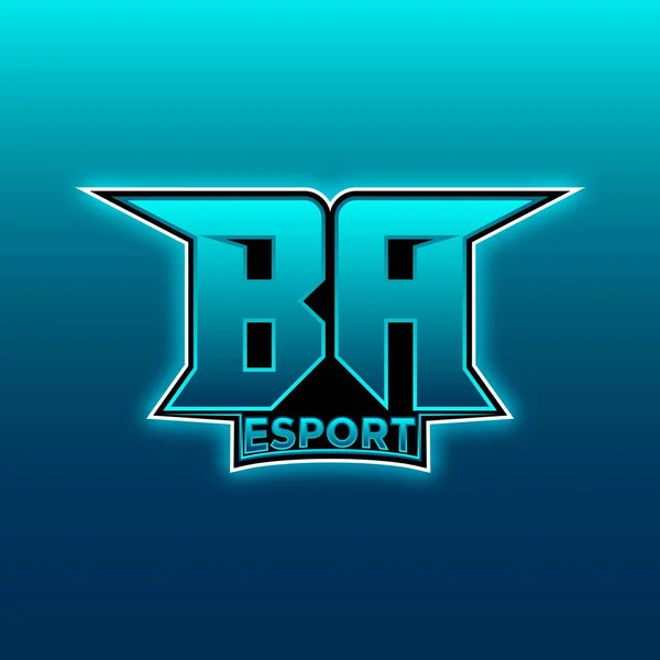 Baロゴ Esport Gaming Initial Blue Lightカラーデザインベクトルテンプレート — ストックベクタ