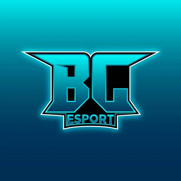 Logo Esport Gaming Initiaal Met Blauw Licht Kleur Ontwerp Vector — Stockvector