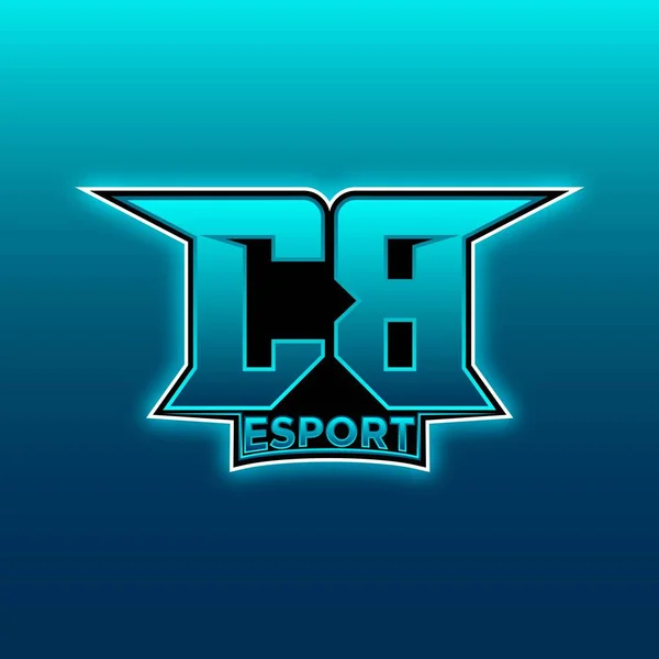 Logo Esport Gaming Inicial Con Luz Azul Plantilla Vectorial Diseño — Vector de stock