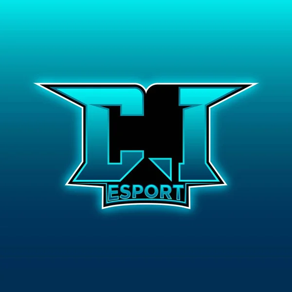 Logo Esport Gaming Initiaal Met Blauw Licht Kleur Ontwerp Vector — Stockvector