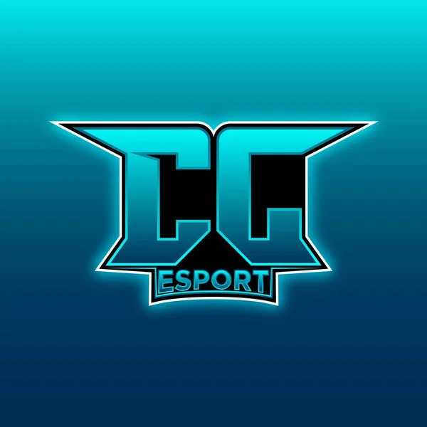 Logo Esport Gaming Initiaal Met Blauw Licht Kleur Ontwerp Vector — Stockvector