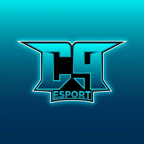 Initiale Jeu Logo Esport Avec Modèle Vectoriel Conception Blue Light — Image vectorielle