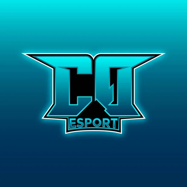Initiale Jeu Logo Esport Avec Modèle Vectoriel Conception Blue Light — Image vectorielle