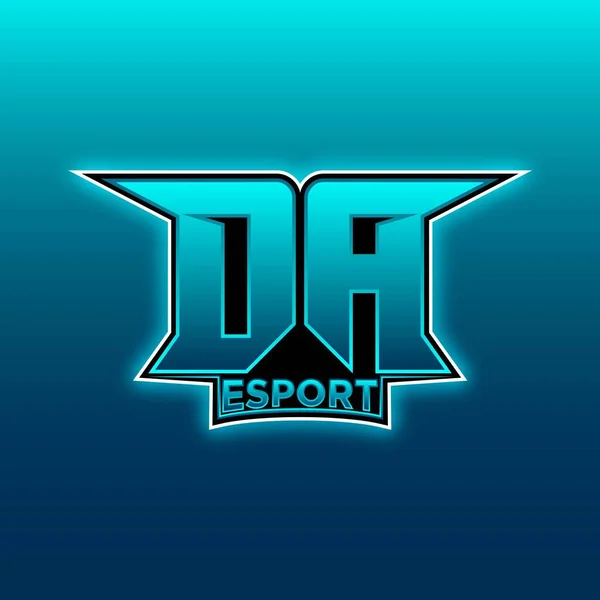 Logo Esport Gaming Inicial Con Luz Azul Plantilla Vectorial Diseño — Vector de stock