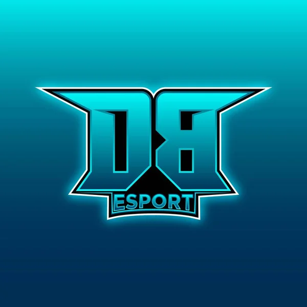Dbロゴ Esport Gaming Initial Blue Lightカラーデザインベクトルテンプレート — ストックベクタ