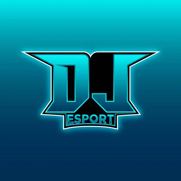 Logo Esport Gaming Initial Met Blauw Licht Kleur Ontwerp Vector — Stockvector