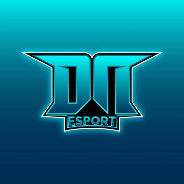 Logo Esport Gaming Initial Com Modelo Vetor Design Luz Azul — Vetor de Stock