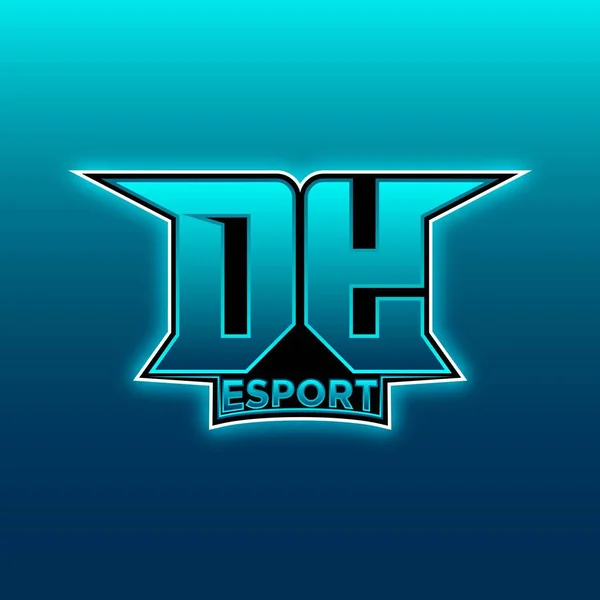 Damn Logo Esport Gaming Initial Blue Light Color Design Vector — 스톡 벡터