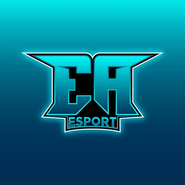 Modèle Vectoriel Conception Logo Esport Gaming Initial Avec Lumière Bleue — Image vectorielle