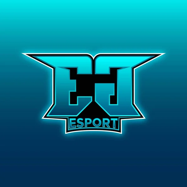 Modèle Vectoriel Conception Logo Esport Gaming Initial Avec Lumière Bleue — Image vectorielle