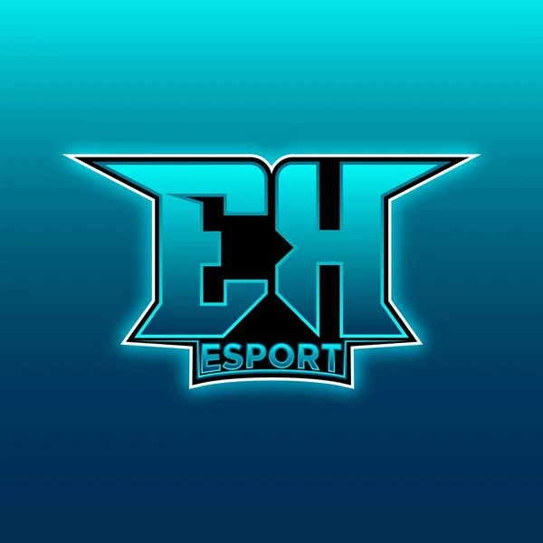 Logo Esport Gaming Initial Blue Light Color Design Vector Template — 스톡 벡터