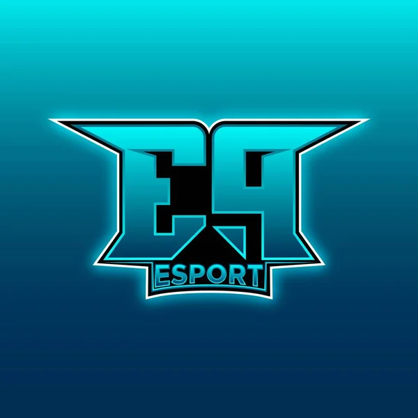 Logo Esport Gaming Initial Mit Blaulichtfarbe Design Vektorvorlage — Stockvektor