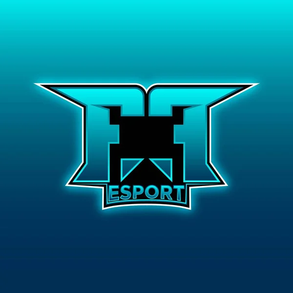 Logo Esport Gaming Initial Mit Blaulichtfarbe Designvektorvorlage — Stockvektor